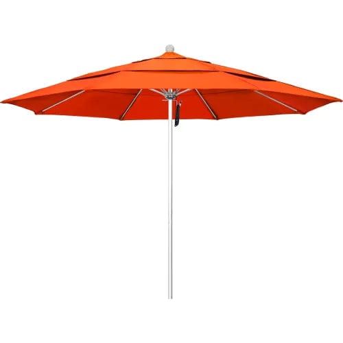 Centerline Dynamics Umbrellas & Bases California Umbrella Venture 9' Patio Umbrella, Silver Pole, Sunbrella 1A Melon Fabric