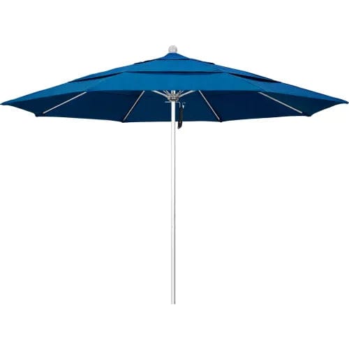 Centerline Dynamics Umbrellas & Bases California Umbrella Venture 9' Patio Umbrella, Silver Pole, Sunbrella 1A Regatta Fabric