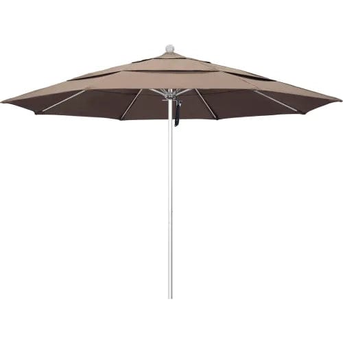 Centerline Dynamics Umbrellas & Bases California Umbrella Venture 9' Patio Umbrella, Silver Pole, Sunbrella 1A Taupe Fabric