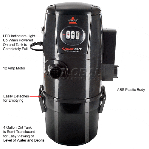 Centerline Dynamics Vacuums Bissell® Garage Pro® Wet/Dry Wall-Mount Vacuum