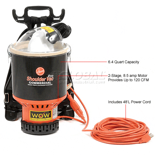 Centerline Dynamics Vacuums Hoover® HEPA Shoulder Vacuum, 1-1/2 Gallon Cap.