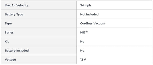 Centerline Dynamics Vacuums Milwaukee® 0850-20 M12™ Compact Vacuum