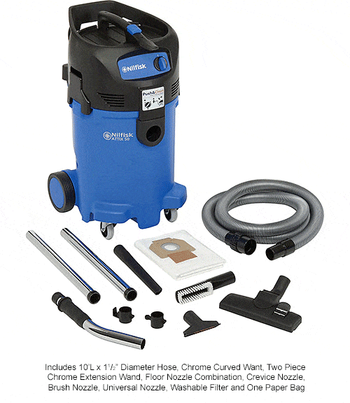 Centerline Dynamics Vacuums Nilfisk Attix 50 Wet/Dry Vacuum, 12 Gallon Cap.
