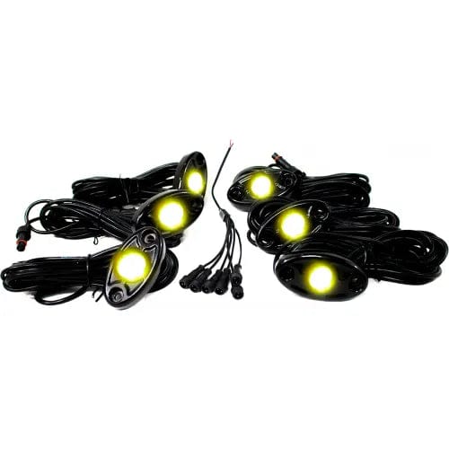 Centerline Dynamics Vehicle Lighting 6 LED Glow Pod Kit w/ Brain Box IP68 12V w/ All Hardware, Yellow