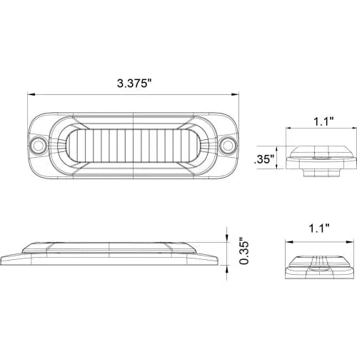 Centerline Dynamics Vehicle Maintenance 3.375" Amber Thin Mount Horizontal Strobe Lights With 3 LED - 8892300