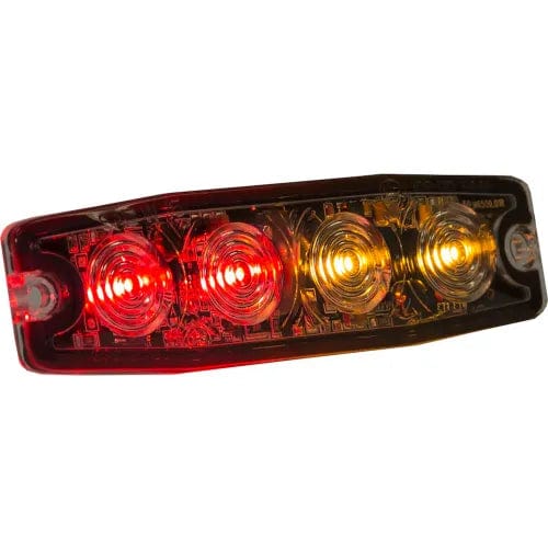 Centerline Dynamics Vehicle Maintenance 4.4" Amber/Red Surface Mount Ultra-Thin Strobe Light - 4 LED - 8892246