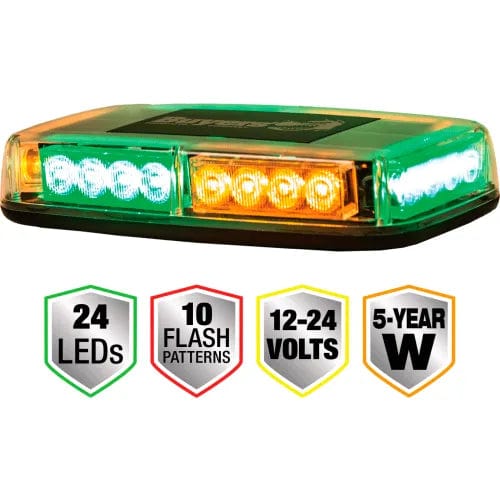 Centerline Dynamics Vehicle Maintenance Amber/Green Rectangular Mini Light Bar With 24 LED - 11 x 6.5 x 2.75 Inch - 8891049