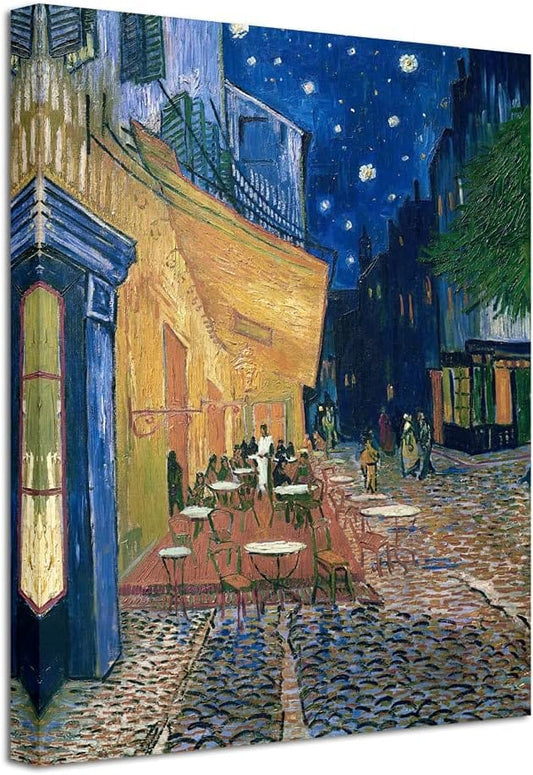 Centerline Dynamics Wall Art Canvas 12x16inch (30x40cm) Cafe Terrace at Night Modern Framed Giclee Canvas