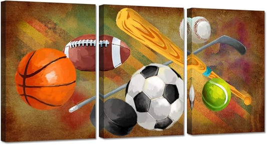 Centerline Dynamics Wall Art Canvas 3 Pieces Sports Rustic Canvas Wall Art