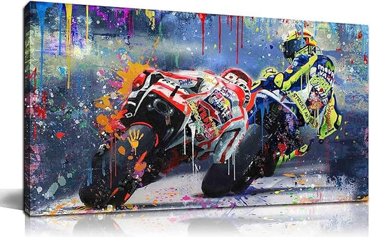 Centerline Dynamics Wall Art Canvas 40 "W x 20 "H Motorcycle Poster Canvas Wall Art