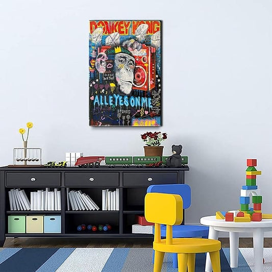 Centerline Dynamics Wall Art Canvas Banksy Graffiti Canvas Wall Art Monkey All Eyes On Me