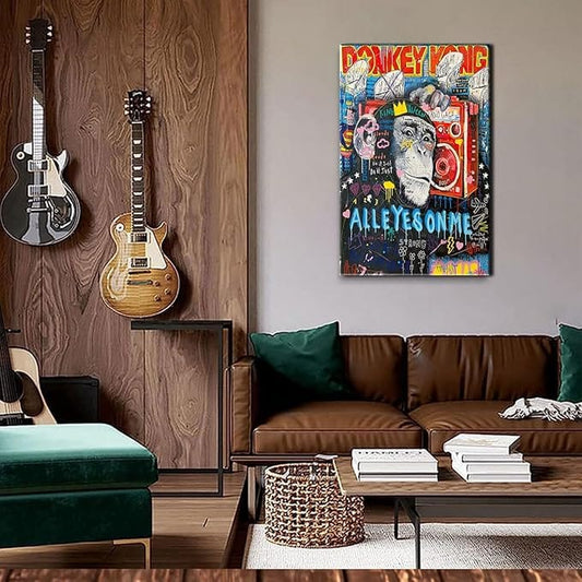 Centerline Dynamics Wall Art Canvas Banksy Graffiti Canvas Wall Art Monkey All Eyes On Me