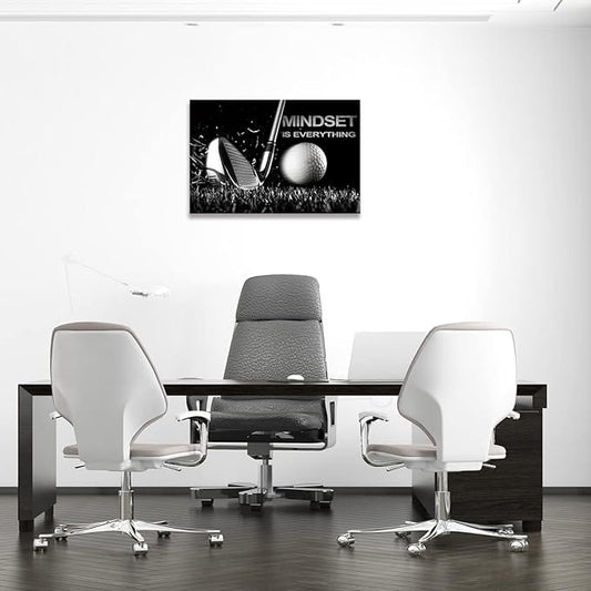 Centerline Dynamics Wall Art Canvas Black and White Golf Course Poster Canvas Wall Art