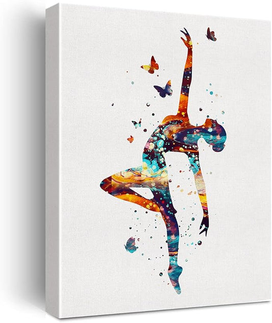 Centerline Dynamics Wall Art Canvas Gymnastics Tumbling Butterfly Watercolor Canvas Wall Art