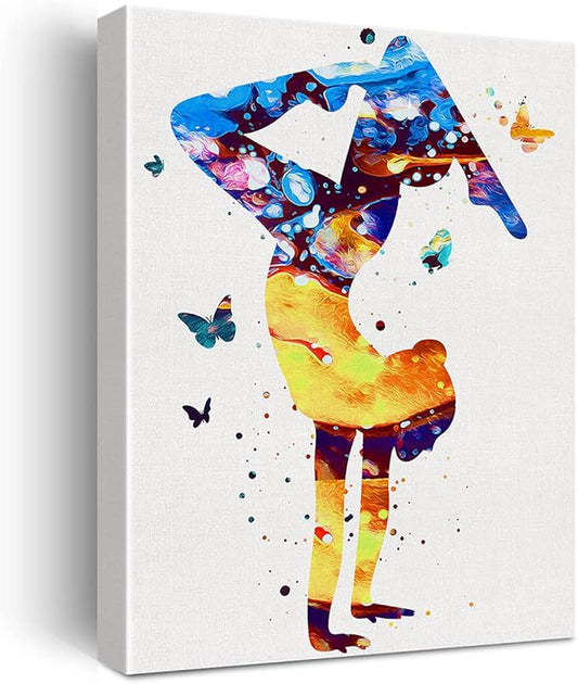 Centerline Dynamics Wall Art Canvas Gymnastics Tumbling Butterfly Watercolor Wall 12x15 Inch