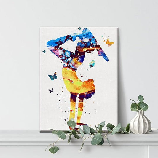 Centerline Dynamics Wall Art Canvas Gymnastics Tumbling Butterfly Watercolor Wall 12x15 Inch