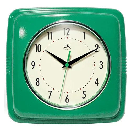 Centerline Dynamics Wall Clocks Infinity Instruments 9.5" Wall Clock, Green Retro