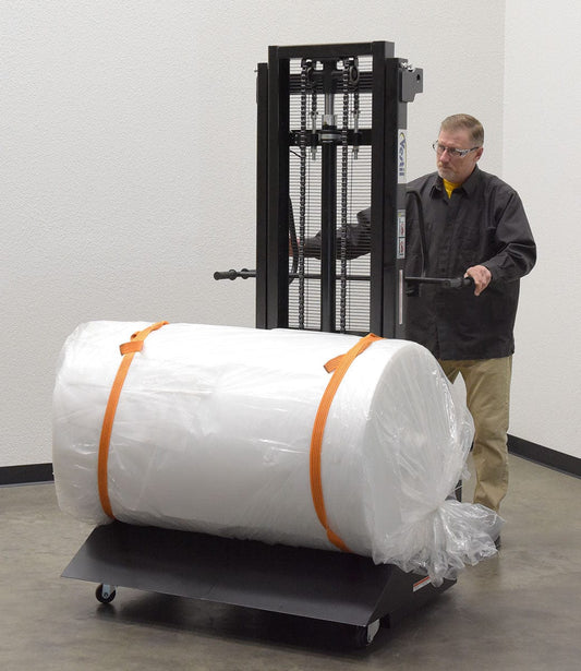 Centerline Dynamics Work Positioners Vestil Steel 12 Volt DC Roll Lifter Transporter 15-3/4 In. Roll Diameter 600 Lb. Capacity