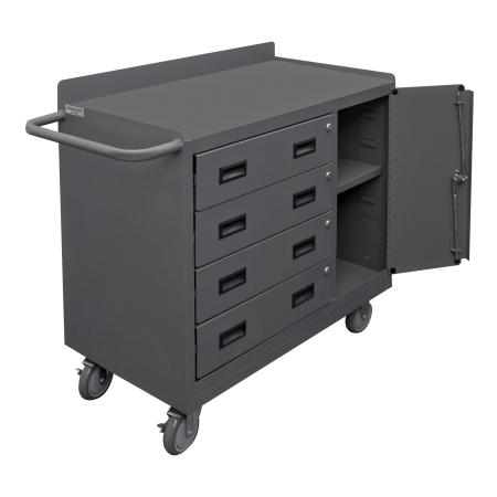 Durham Mobile Bench Cabinet, 1 Adjustable Shelf, 4 Drawers