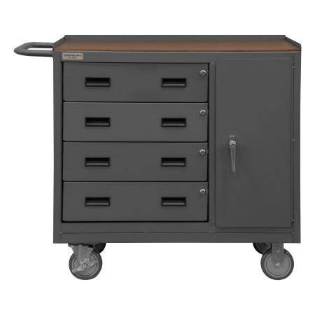 Durham Mobile Bench Cabinet, 1 Shelf, 1 Door, Hard Board Top