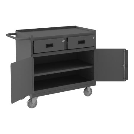 Durham Mobile Bench Cabinet, Adjustable Shelf, 2 Drawers