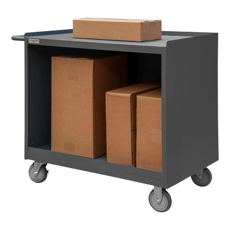 Durham Mobile Bench Cabinet, No Doors, Steel Top