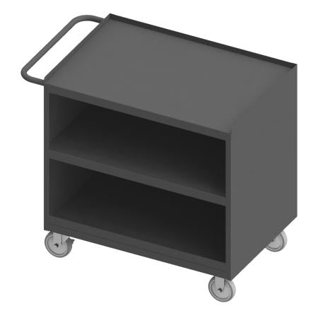 Durham Mobile Bench Cabinet, 1 Shelf, No Doors, Steel Top