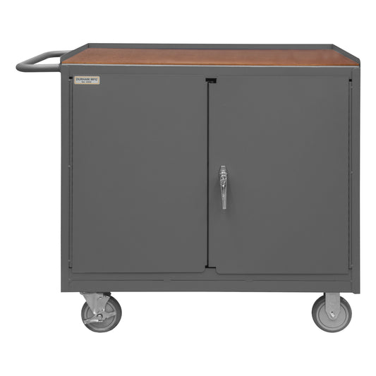 Durham Mobile Bench Cabinet, 1 Shelf, 2 Doors, Hard Board Top