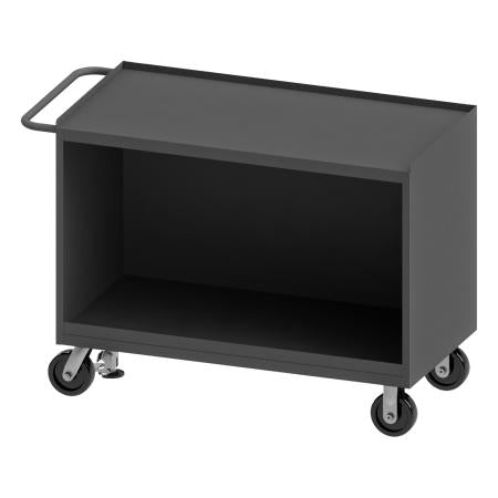 Durham Mobile Bench Cabinet, No Doors, Floor Lock, Steel Top