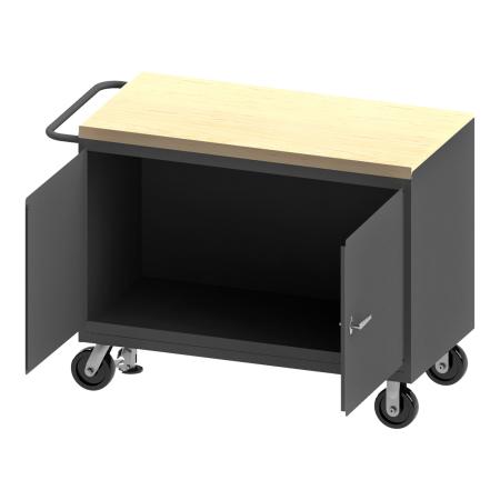 Durham Mobile Bench Cabinet, Floor Lock, Maple Top