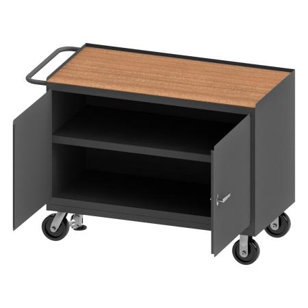 Durham Mobile Bench Cabinet, 1 Shelf, Hard Board Top