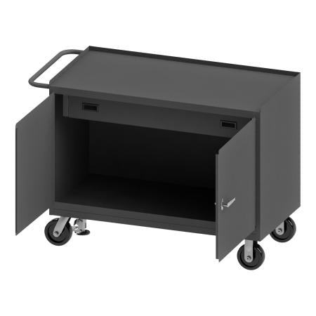 Durham Mobile Bench Cabinet, 1 Drawer, Floor Lock, Steel Top