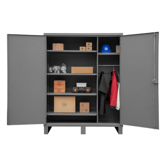 Durham Wardrobe Cabinet, 5 Shelves, Hanger Bar, 60 x 24 x 78