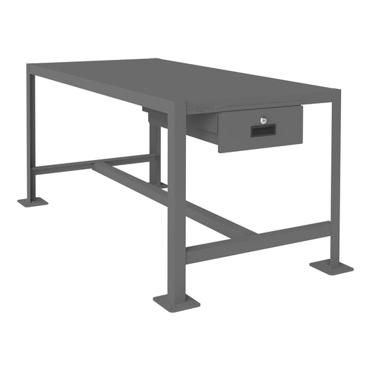 Durham MT Workbench, 24 x 48, Top Shelf Only with Drawer, 14 Gauge Steel, 2000 lbs. Capacity, Textured Powder Paint, Gray