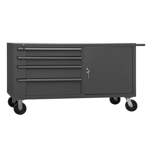 Durham Mobile Double Sided Bench Cabinet, 4 Shelves, 8 Drawers, 2 Doors