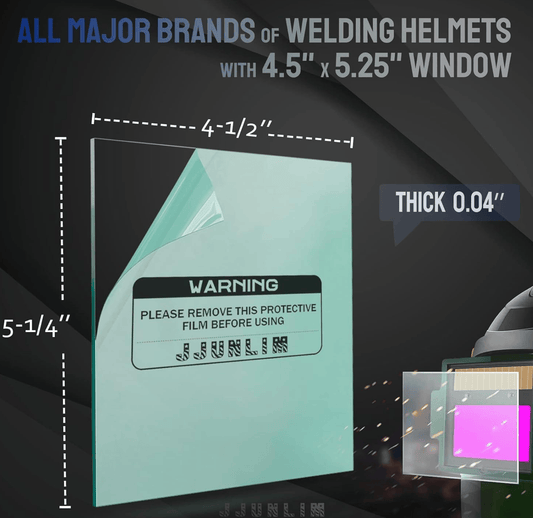 AMAZON Hardware > Tools > Welding Tools 20 Pack 4.5" x 5.25" Clear Welding Helmet Outside Replacement Lens Covers