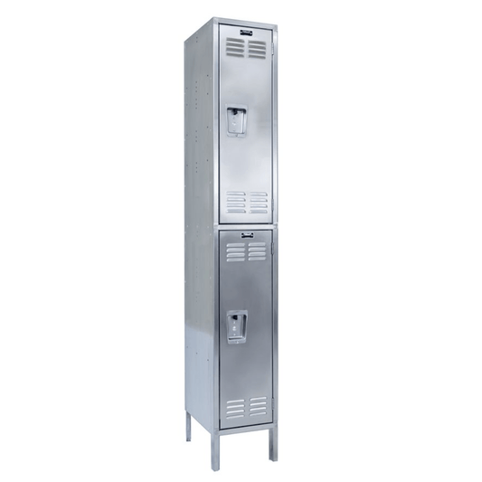 Centerline Dynamics 304 Stainless Steel Lockers Hallowell 304 Stainless Steel Locker, 12"W x 18"D x 78"H, Stainless Steel, Double Tier, 1-wide