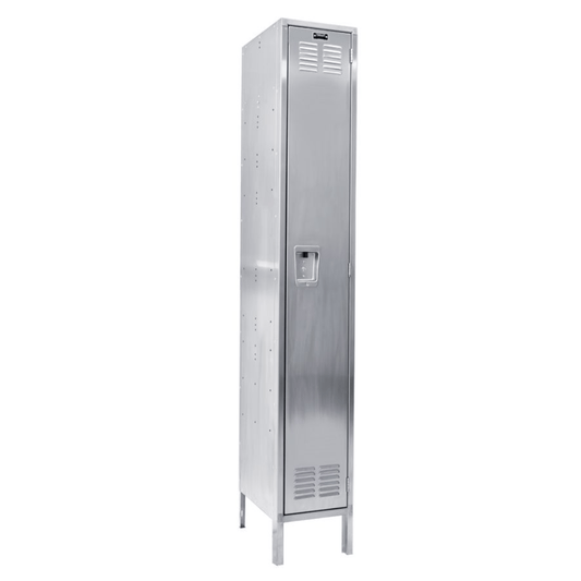 Centerline Dynamics 304 Stainless Steel Lockers Hallowell 304 Stainless Steel Locker, 12"W x 18"D x 78"H, Stainless Steel, Single Tier, 1-wide