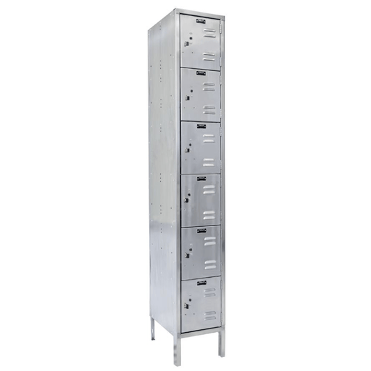 Centerline Dynamics 304 Stainless Steel Lockers Hallowell 304 Stainless Steel Locker, 12"W x 18"D x 78"H, Stainless Steel, Six Tier, 1-wide