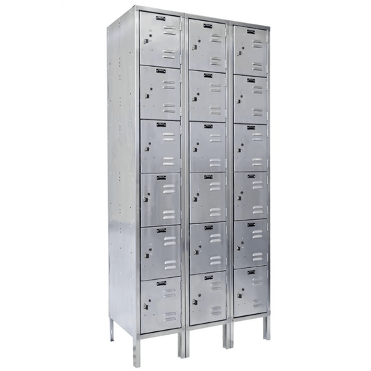 Centerline Dynamics 304 Stainless Steel Lockers Hallowell 304 Stainless Steel Locker, 36"W x 18"D x 78"H, Stainless Steel, Six Tier, 3-wide