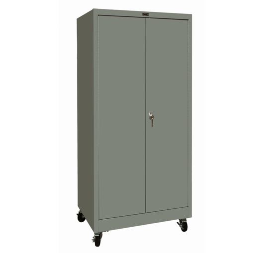 Centerline Dynamics 800 Series Solid Door Cabinets Dark Gray / Assembled Hallowell 800 Series Mobile Storage Cabinet, 36"W  x 24"D x 78"H, Single Tier, Double Solid Door, 1-Wide