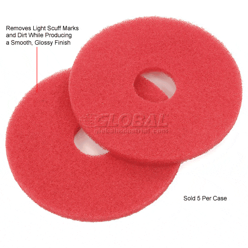 Centerline Dynamics Accessories & Supplies Global Industrial™ 13" Buffing Pad, Red, 5 Per Case