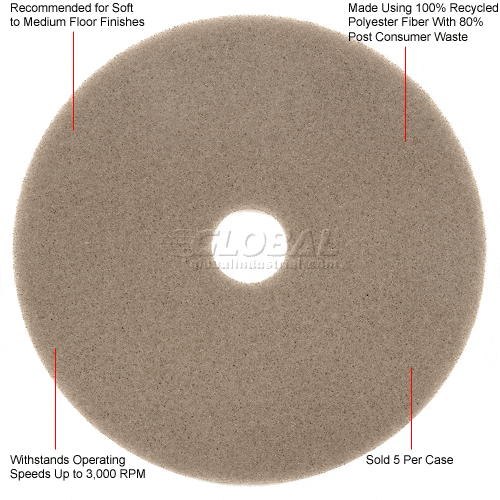 Centerline Dynamics Accessories & Supplies Global Industrial™ 20" Burnisher Pad, High Freq., Soft to Medium Finish - 5 Per Case