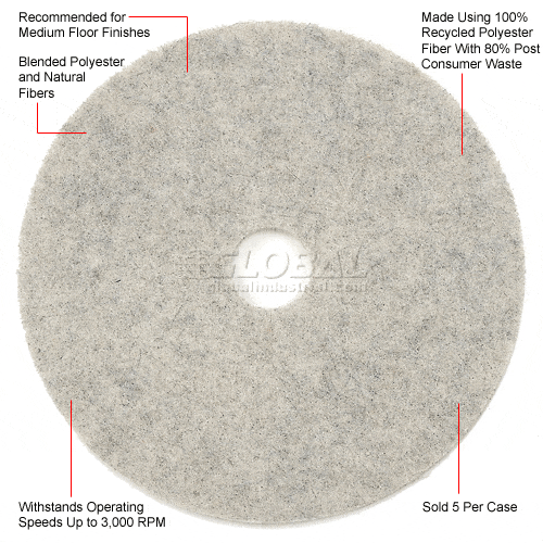 Centerline Dynamics Accessories & Supplies Global Industrial™ 20" Burnisher Pad, Low Freq., Medium to Hard Finish - 5 Per Case