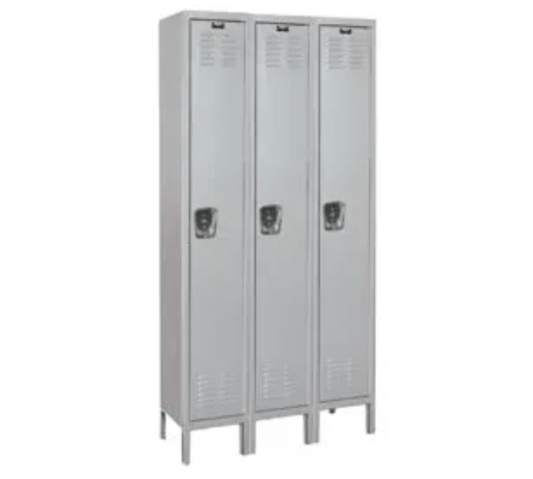 Centerline Dynamics Antimicrobial Health Care Lockers Assembled Hallowell MedSafe 1-Tier 3 Door Antimicrobial Locker, 36"W x 18"D x 78"H, Light Gray