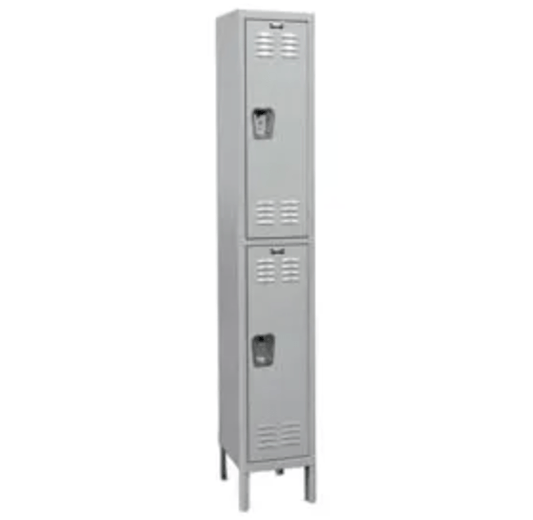 Centerline Dynamics Antimicrobial Health Care Lockers Assembled Hallowell MedSafe 2-Tier 2 Door Antimicrobial Locker, 12"W x 18"D x 78"H, Light Gray