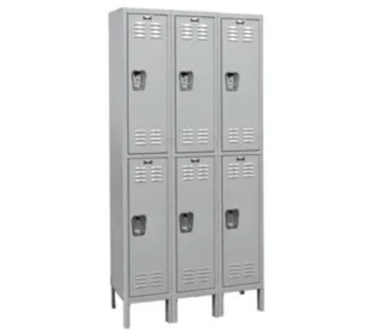 Centerline Dynamics Antimicrobial Health Care Lockers Assembled Hallowell MedSafe 2-Tier 6 Door Antimicrobial Locker, 36"W x 18"D x 78"H, Light Gray