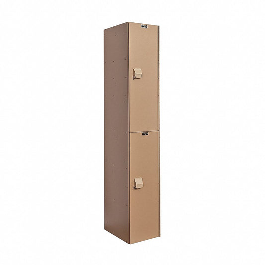 Centerline Dynamics Aquamax Solid Plastic Lockers Hallowell AquaMax Plastic Locker, 12"W x 18"D x 72"H, Taupe Body and Doors, Double Tier, 1-Wide