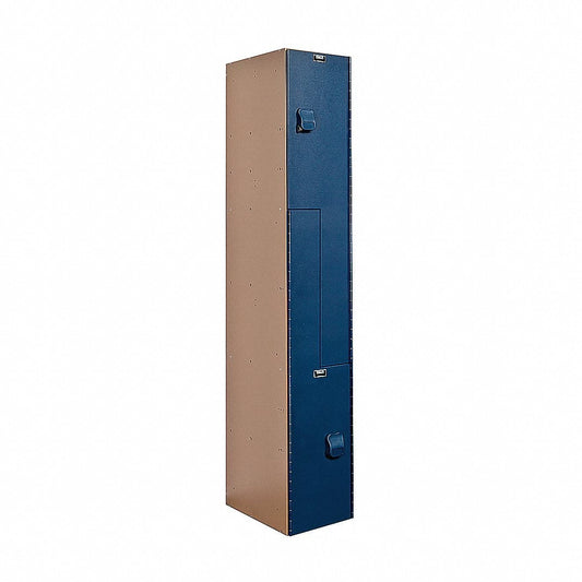 Centerline Dynamics Aquamax Solid Plastic Lockers Hallowell AquaMax Z-Style 2 Door Plastic Locker, 12"Wx18"Dx72"H, Taupe/Blue