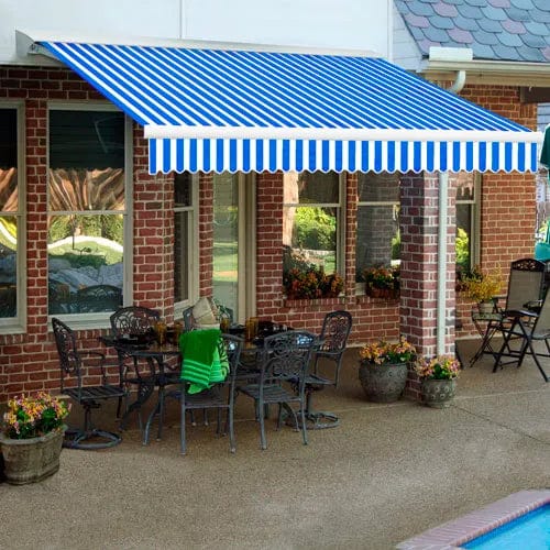 Centerline Dynamics Awnings & Shades Manual Retractable Awning 12'W x 10'D x 10"H Blue/White